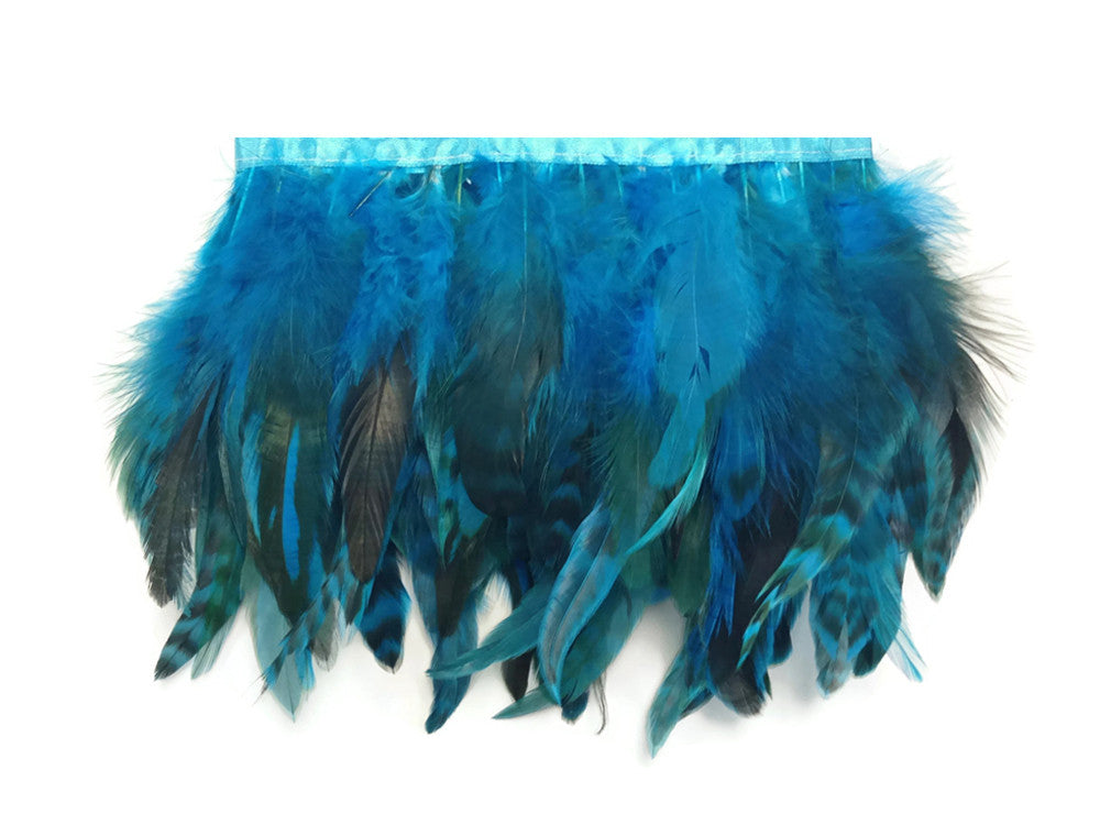 1 Yard - Turquoise Blue Chinchilla Rooster Feathers Trim