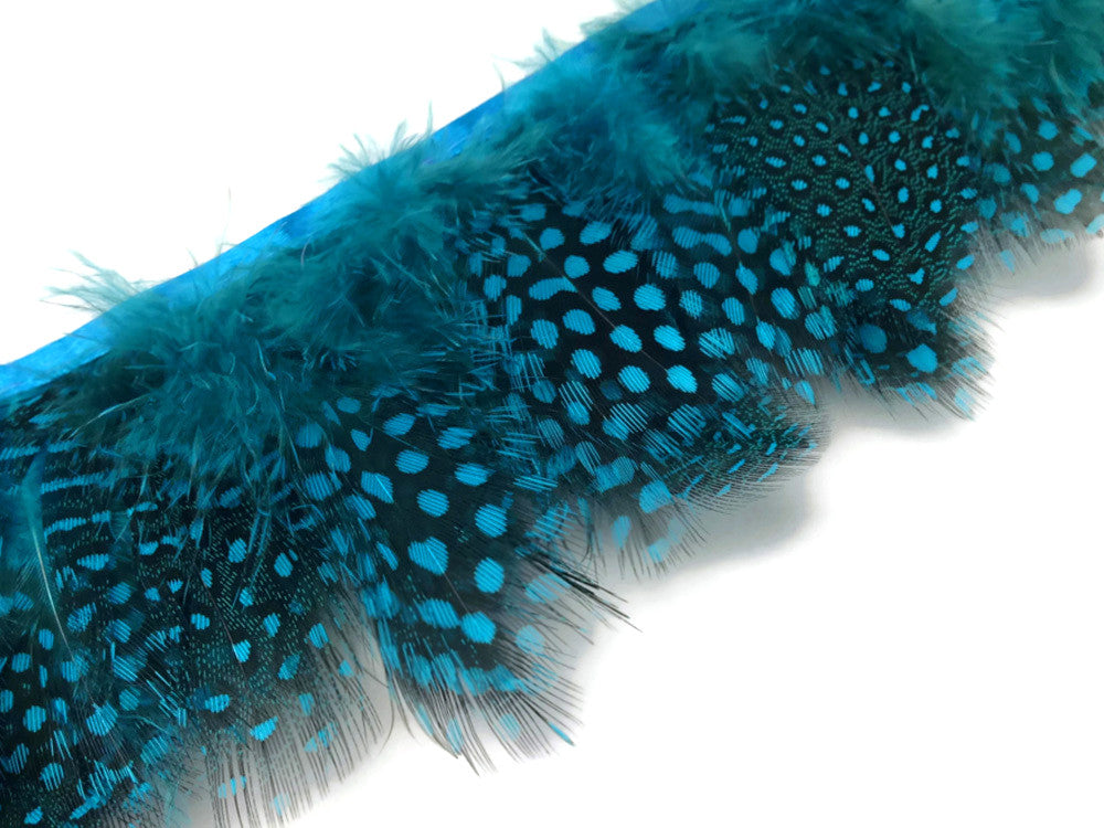 1 Yard - Blue Guinea Hen Plumage Feather Trim