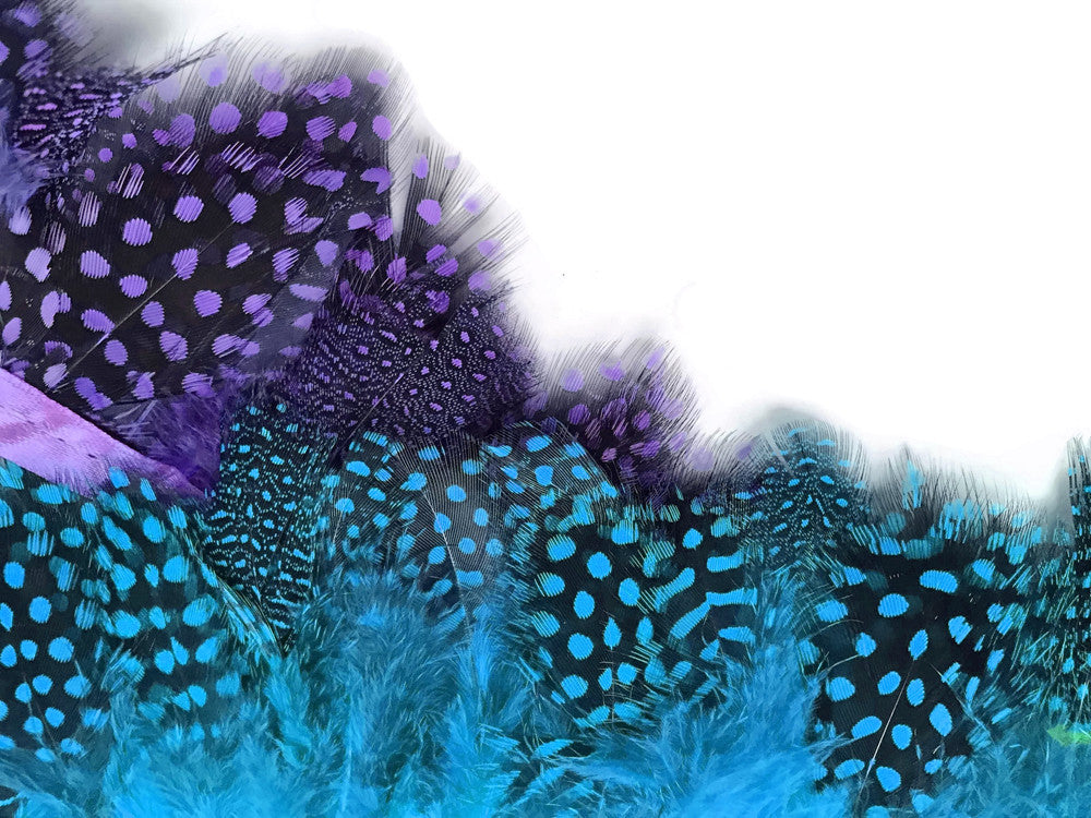 1 Yard - Blue Guinea Hen Plumage Feather Trim