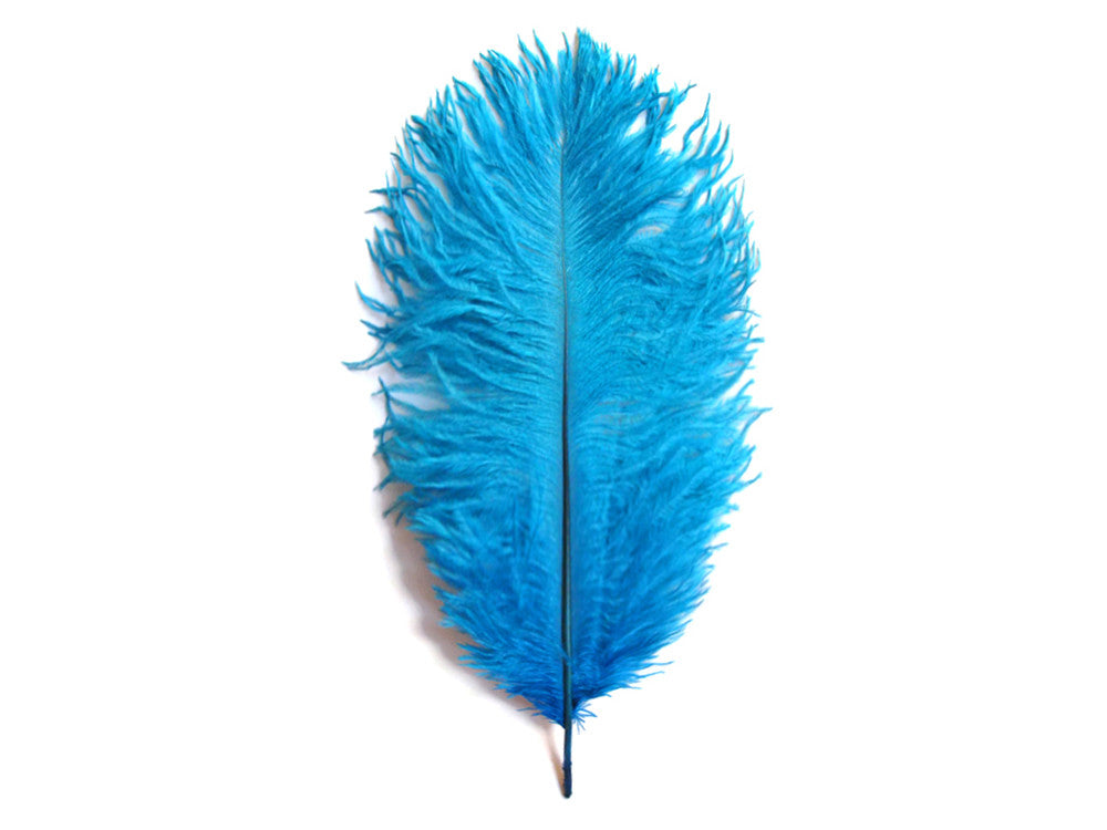 1/2 Lb. - 9-13" Turquoise Blue Dyed Ostrich Body Drab Wholesale Feathers (Bulk)