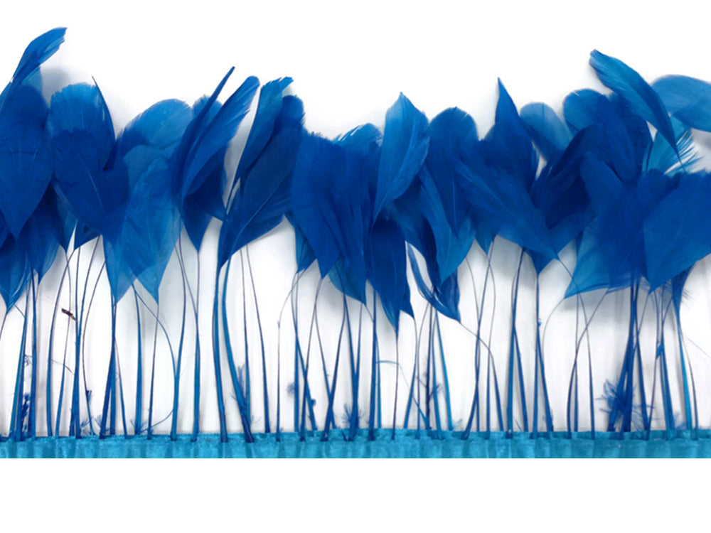 1 Yard - Turquoise Blue Stripped Coque Tail Feathers Wholesale Trim (Bulk)