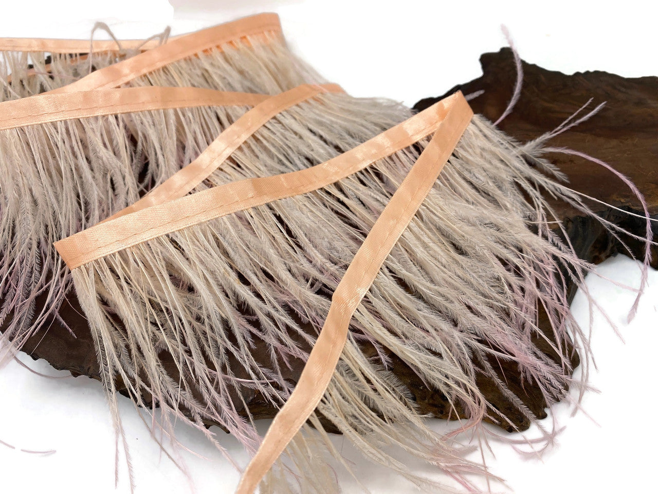 6 Inch Strip - Peach Blossom Ombre Ostrich Fringe Trim Feather