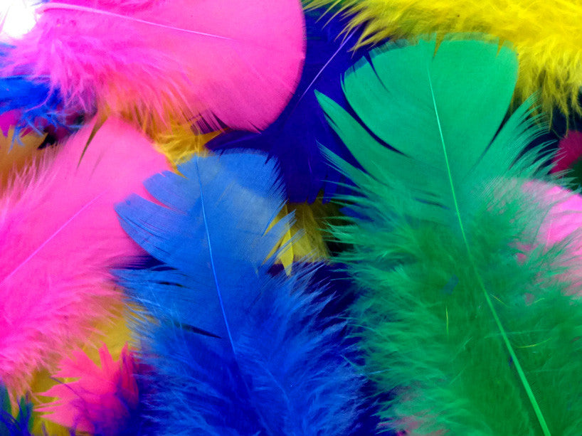 1/4 Lb - Bright Mix Turkey T-Base Plumage Wholesale Feathers (Bulk)