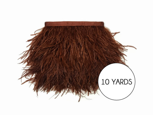 10 Yards - Brown Ostrich Fringe Trim Wholesale Feather (Bulk)