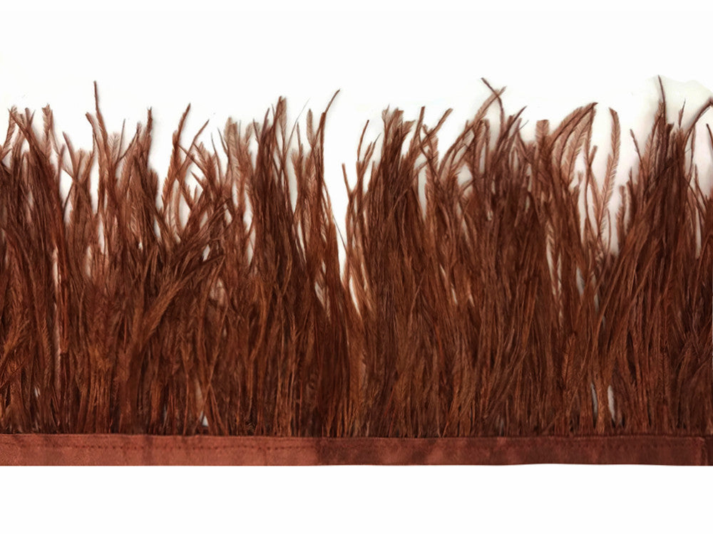 1 Yard - Brown Ostrich Fringe Trim Wholesale Feather (Bulk)