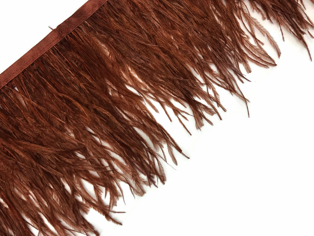 1 Yard - Brown Ostrich Fringe Trim Wholesale Feather (Bulk)