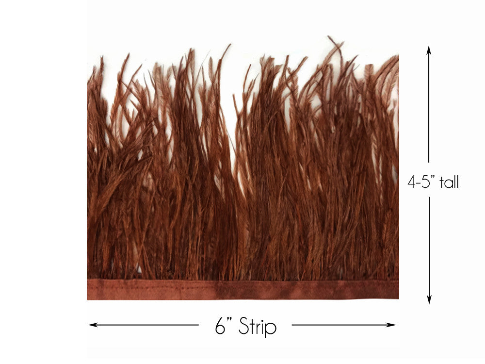 6 Inch Strip - Brown Ostrich Fringe Trim Feather