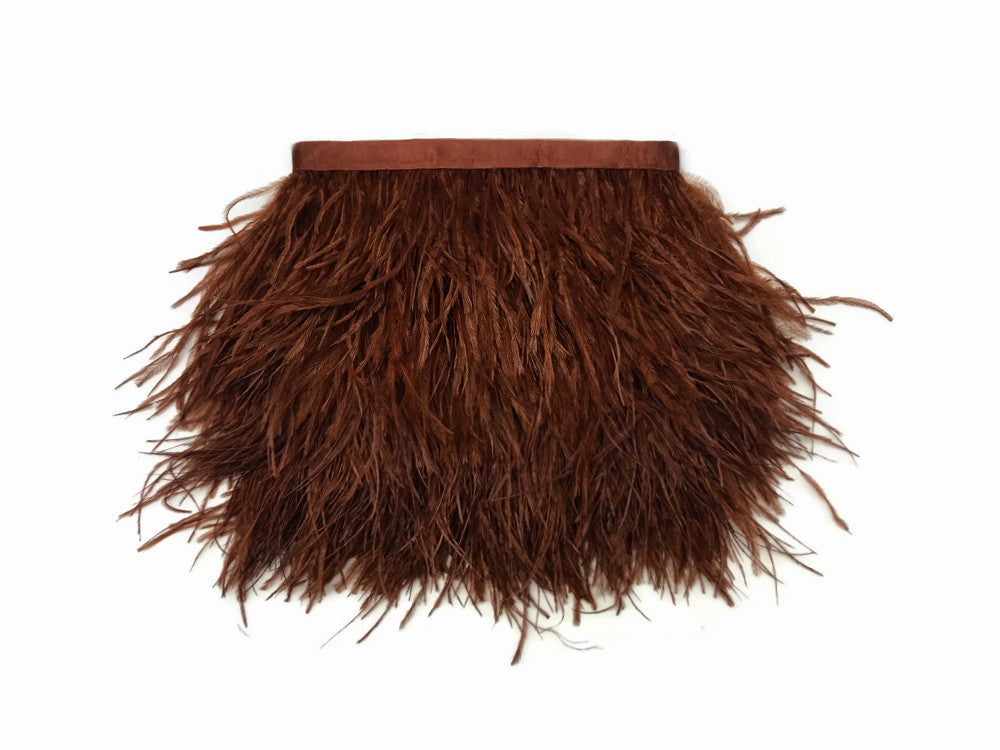 6 Inch Strip - Brown Ostrich Fringe Trim Feather