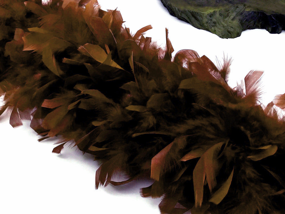 2 Yards - Brown Heavy Weight Chandelle Feather Boa | 80 Gram