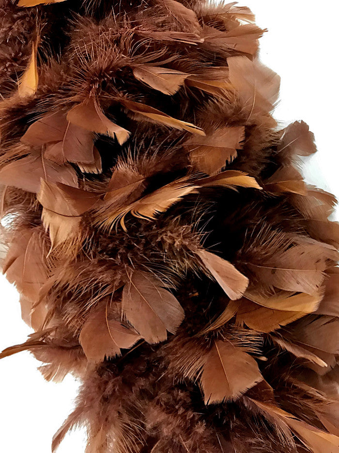 2 Yards - Brown Heavy Weight Turkey Flat Feather Boa, 150 Gram