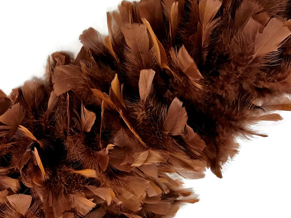 2 Yards - Brown Heavy Weight Turkey Flat Feather Boa, 150 Gram