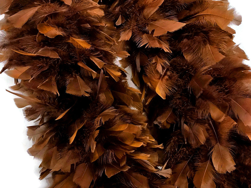 2 Yards - Brown Heavy Weight Turkey Flat Feather Boa, 150 Gram