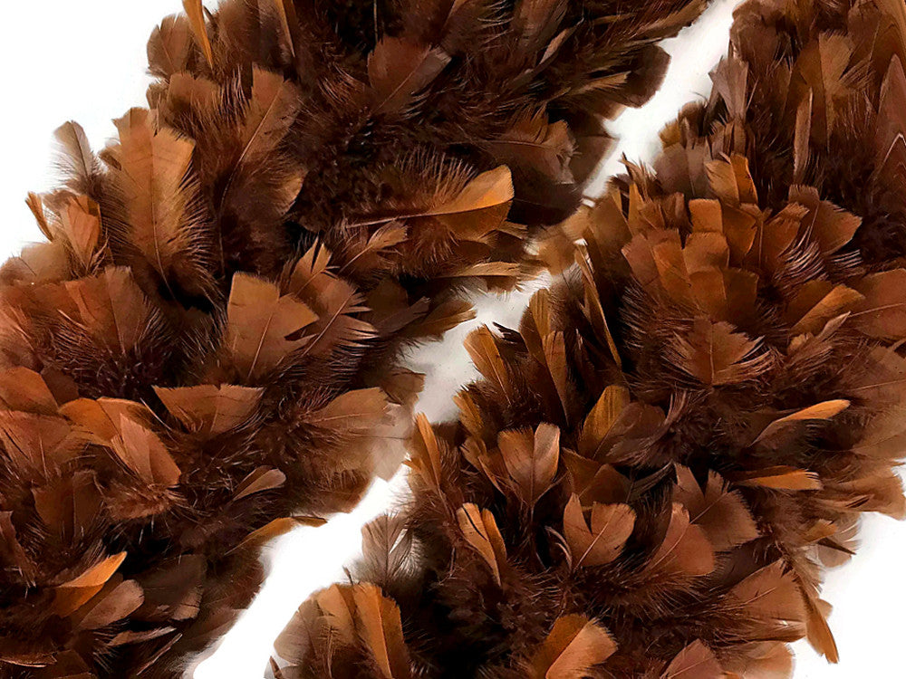 2 Yards - Brown Heavy Weight Turkey Flat Feather Boa, 150 Gram