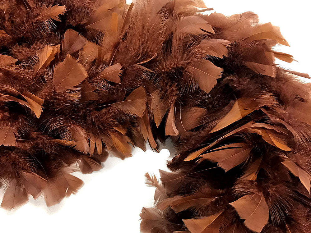 2 Yards - Brown Heavy Weight Turkey Flat Feather Boa, 150 Gram