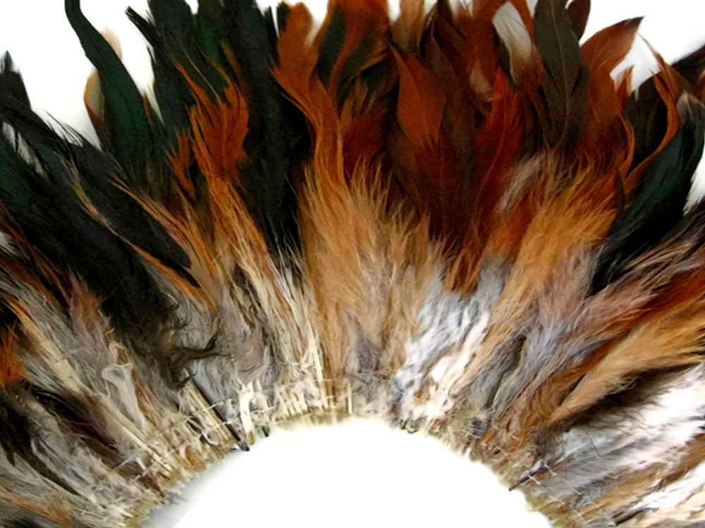 1 Yard - 5-7" Natural Brown Bronze Strung Rooster Schlappen Wholesale Feathers (Bulk)