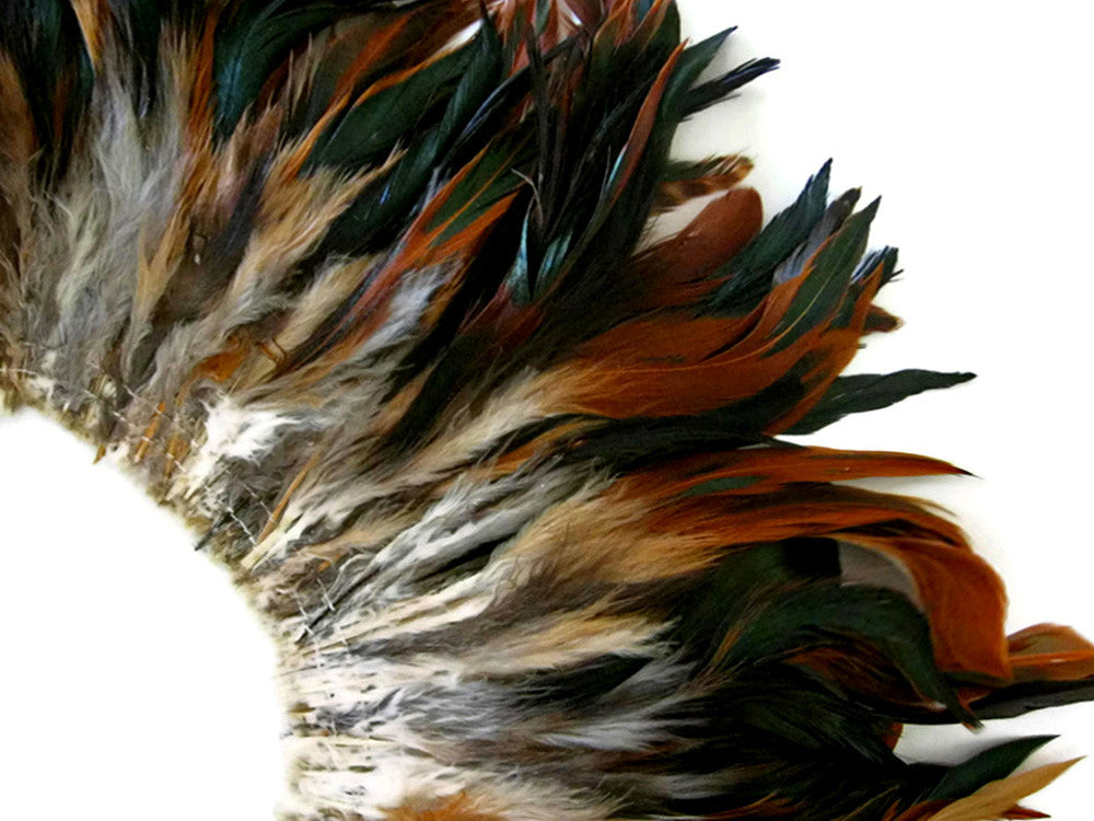 1 Yard - 5-7" Natural Brown Bronze Strung Rooster Schlappen Wholesale Feathers (Bulk)