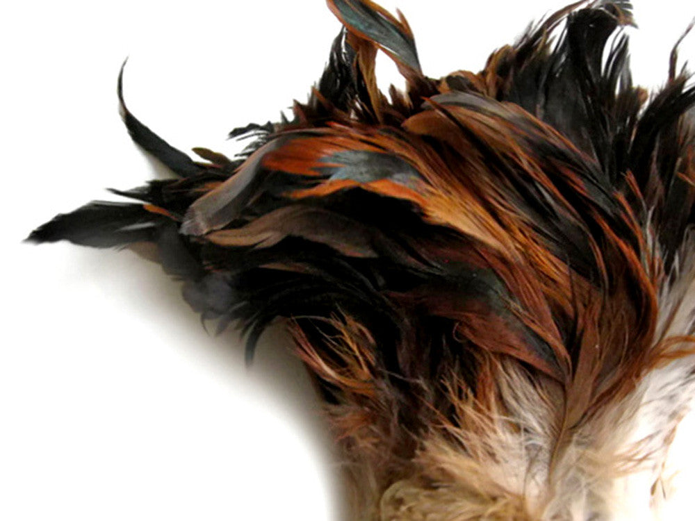 1 Yard - 5-7" Natural Brown Bronze Strung Rooster Schlappen Wholesale Feathers (Bulk)