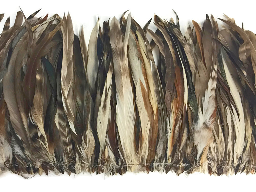 1 Pack - 8-10" Natural Brown Chinchilla Mix Coque Tail Strung Rooster Feathers 0.25 Oz.