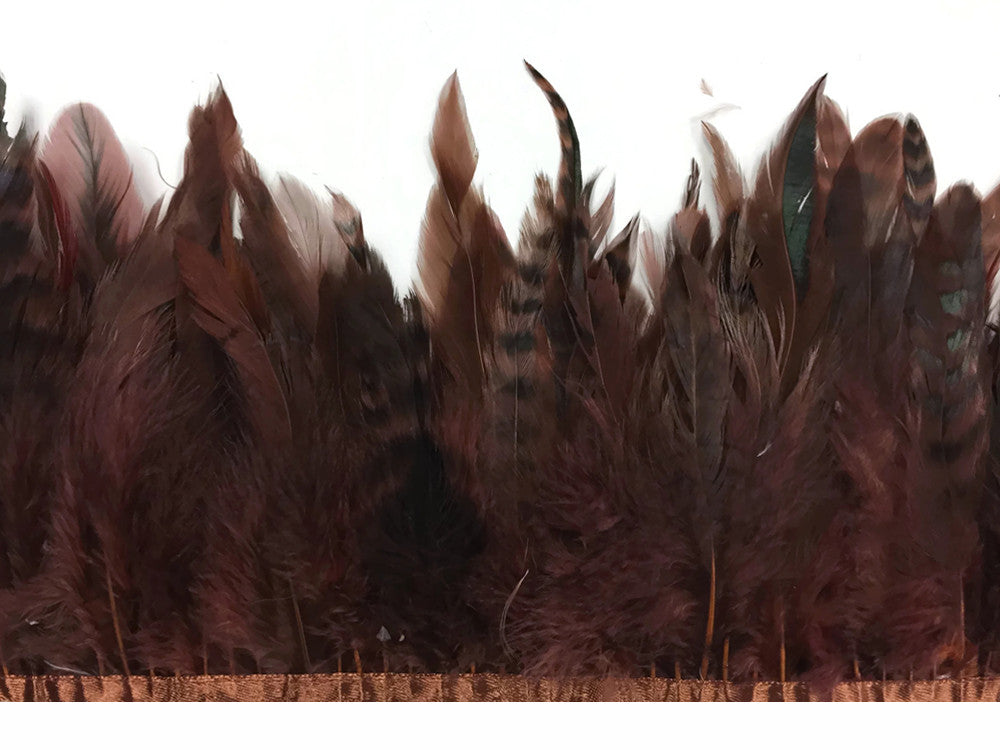 1 Yard - Brown Chinchilla Rooster Feathers Trim