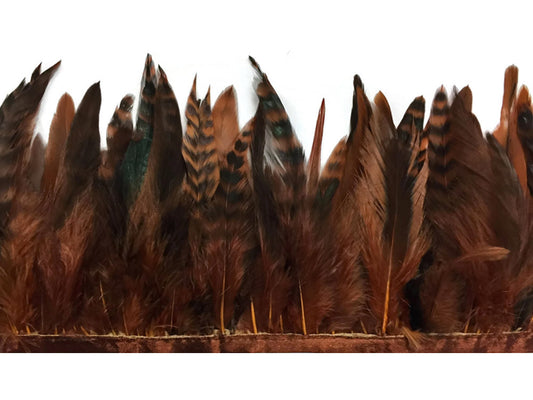 1 Yard - Dyed Brown Chinchilla Rooster Schlappen Feather Trim