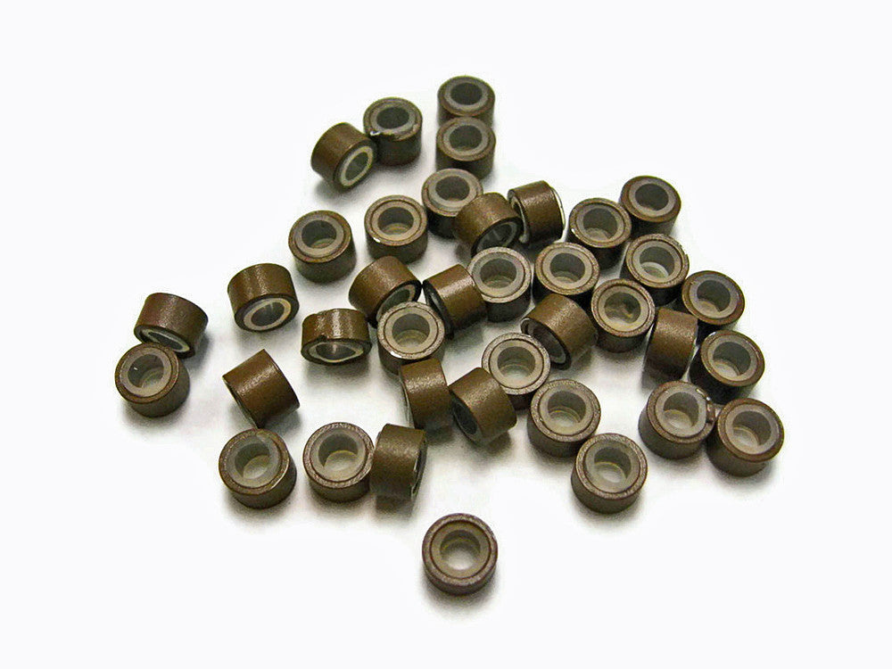 10 Pieces - Brown Silicone Micro Ring Beads For Feather Hair Extensions