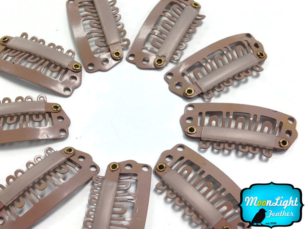 10 Pieces - Brown Hair Extension Snap U - Clip, 28 Mm