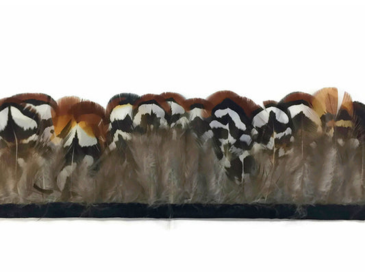 1 Yard - Natural Brown Venery Pheasant Plumage Feather Trim