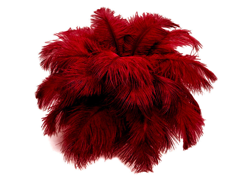 10 Pieces - 6-8" Burgundy Ostrich Dyed Drabs Body Feathers