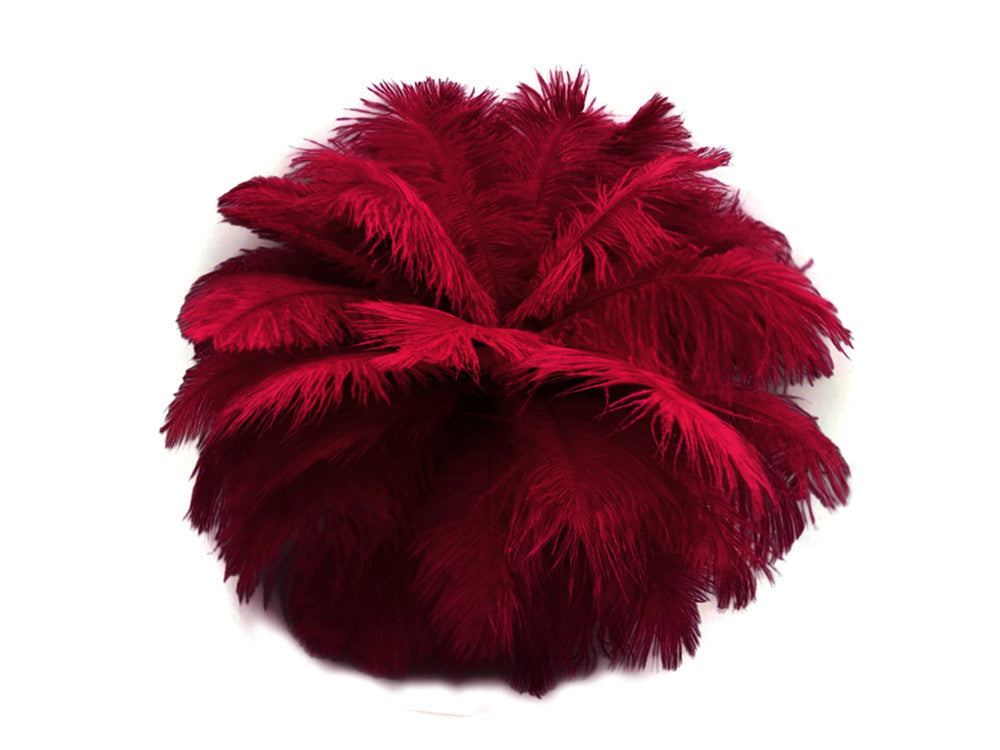 10 Pieces - 11-13" Burgundy Bleached & Dyed Ostrich Drabs Body Feathers