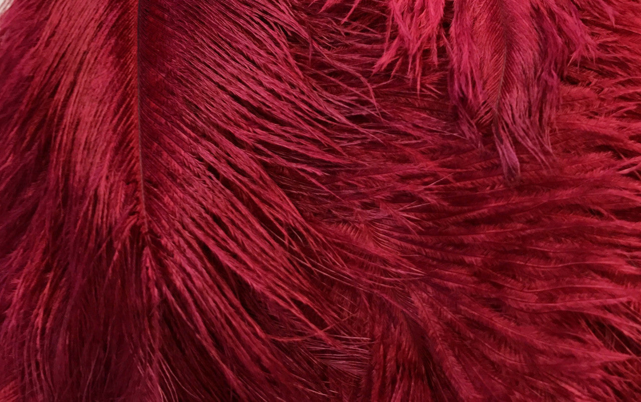 10 Pieces - 11-13" Burgundy Bleached & Dyed Ostrich Drabs Body Feathers