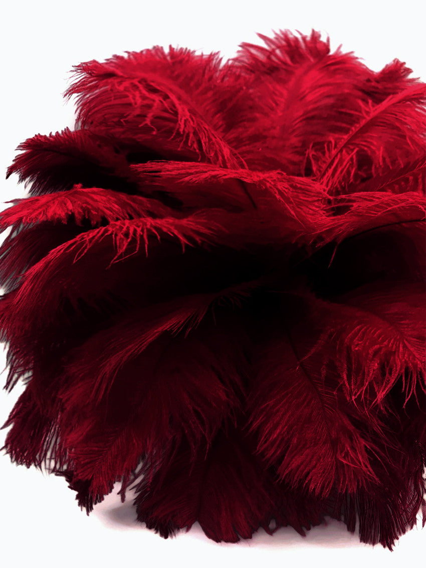 10 Pieces - 11-13" Burgundy Bleached & Dyed Ostrich Drabs Body Feathers