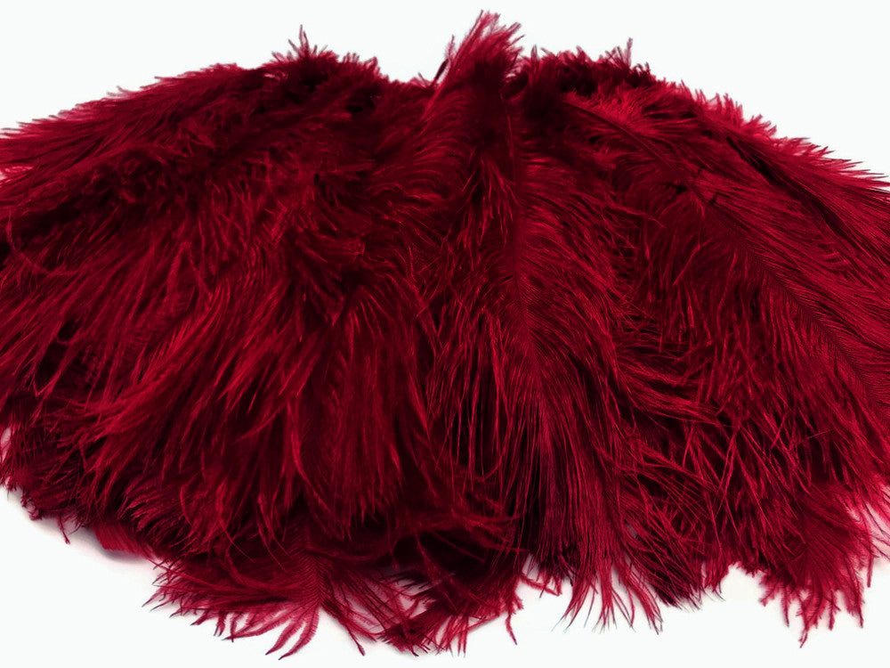 10 Pieces - 8-10" Burgundy Ostrich Dyed Drabs Feathers