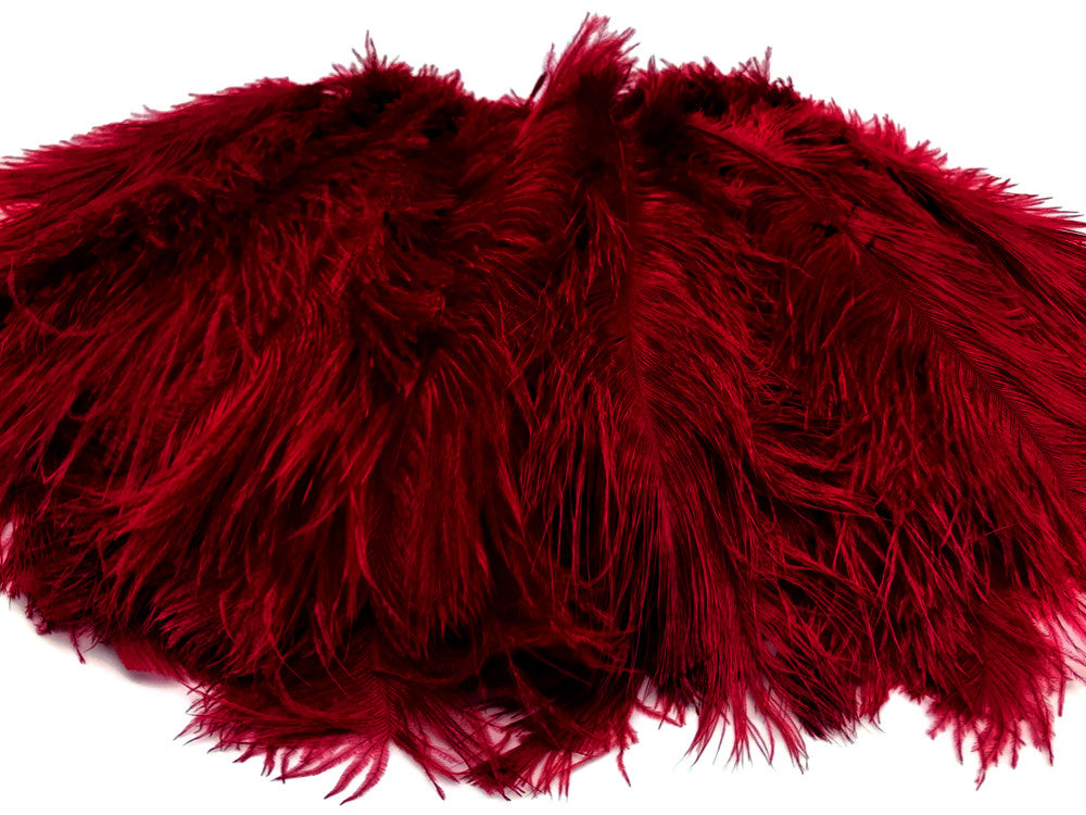 100 Pieces - 6-8" Burgundy Ostrich Drabs Body Wholesale Feathers (Bulk)