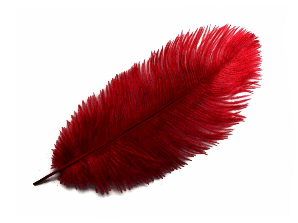 10 Pieces - 14-17"  Burgundy Ostrich Dyed Drab Body Feathers