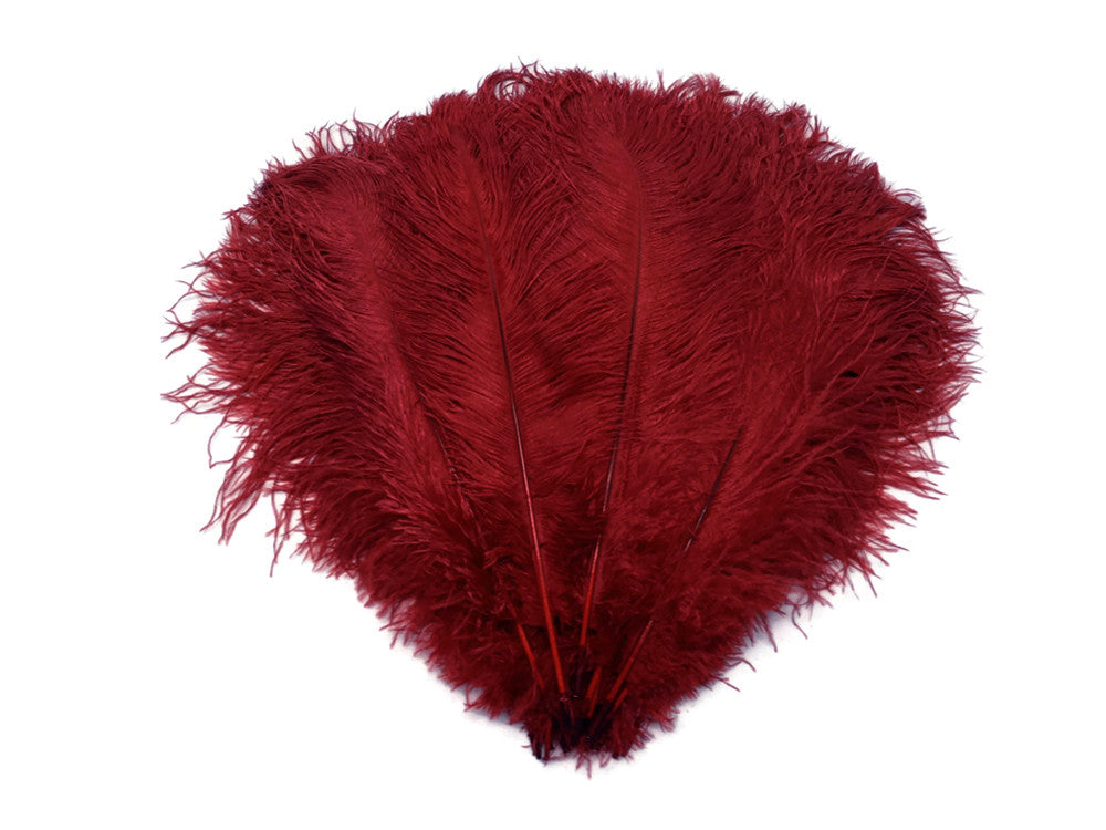 10 Pieces - 14-17"  Burgundy Ostrich Dyed Drab Body Feathers