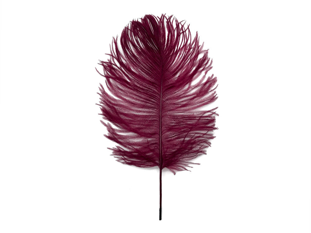 10 Pieces -  12-16" Burgundy Dyed Ostrich Tail Fancy Feathers