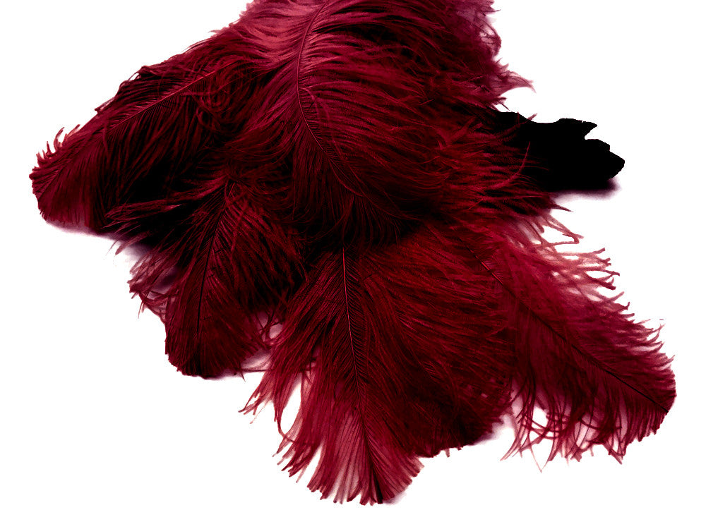 1/2 Lb. - 18-24" Burgundy Large Ostrich Wing Plume Wholesale Feathers (Bulk)