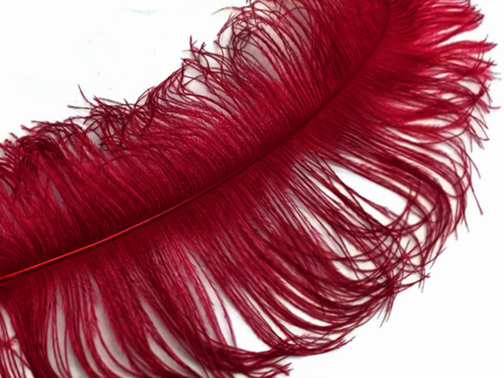 1/2 Lb. - 18-24" Burgundy Large Ostrich Wing Plume Wholesale Feathers (Bulk)