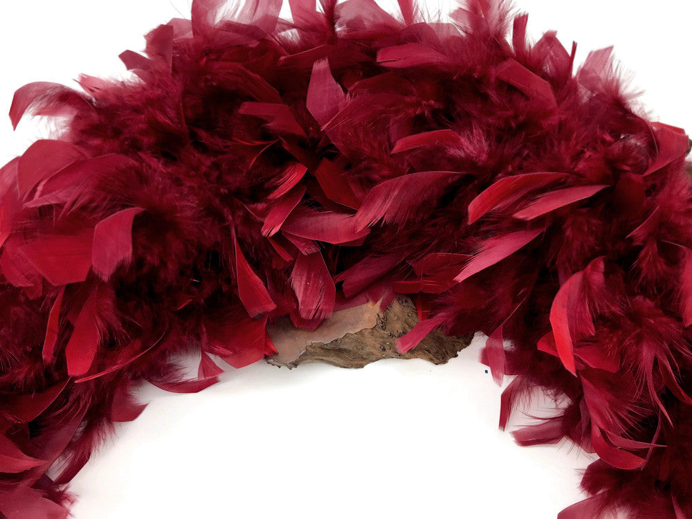 2 Yards - Burgundy Heavy Weight Chandelle Feather Boa | 80 Gram