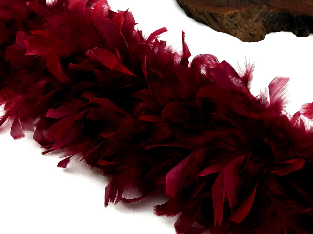 2 Yards - Burgundy Heavy Weight Chandelle Feather Boa | 80 Gram