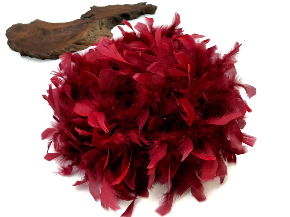 2 Yards - Burgundy Heavy Weight Chandelle Feather Boa | 80 Gram