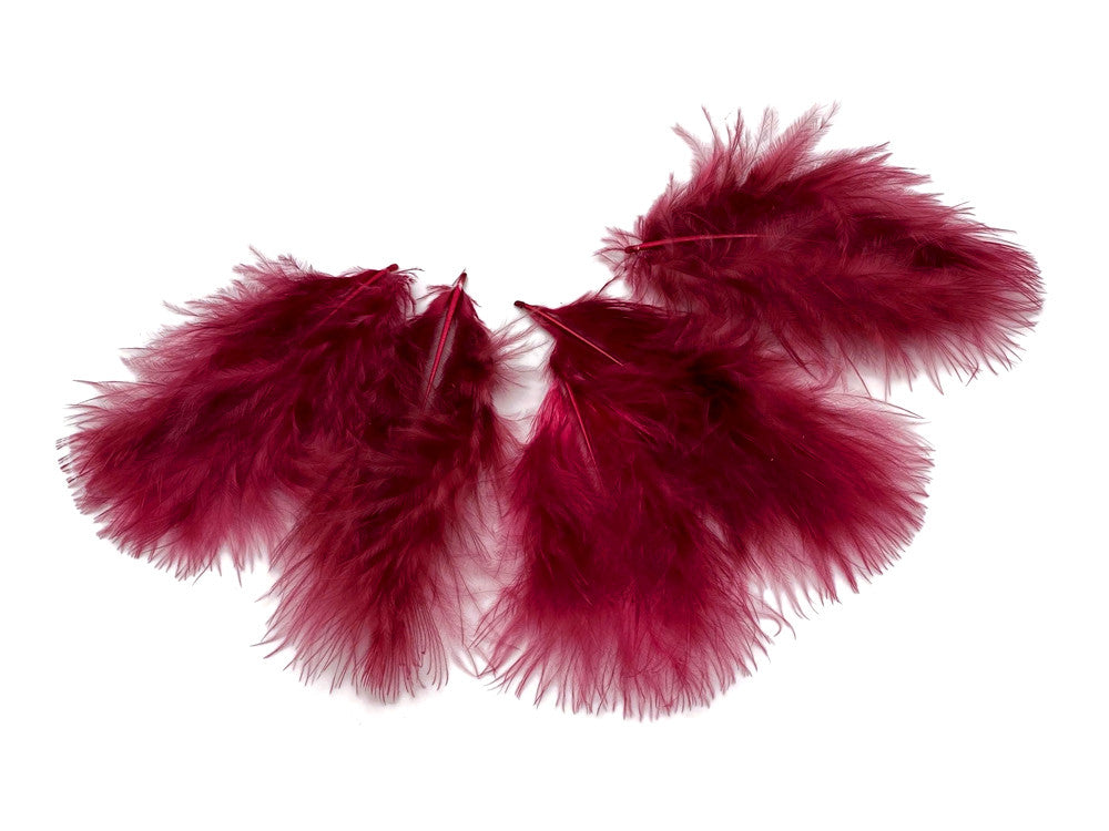 1/4 Lb - Burgundy Turkey Marabou Short Down Fluffy Loose Wholesale Feathers (Bulk)