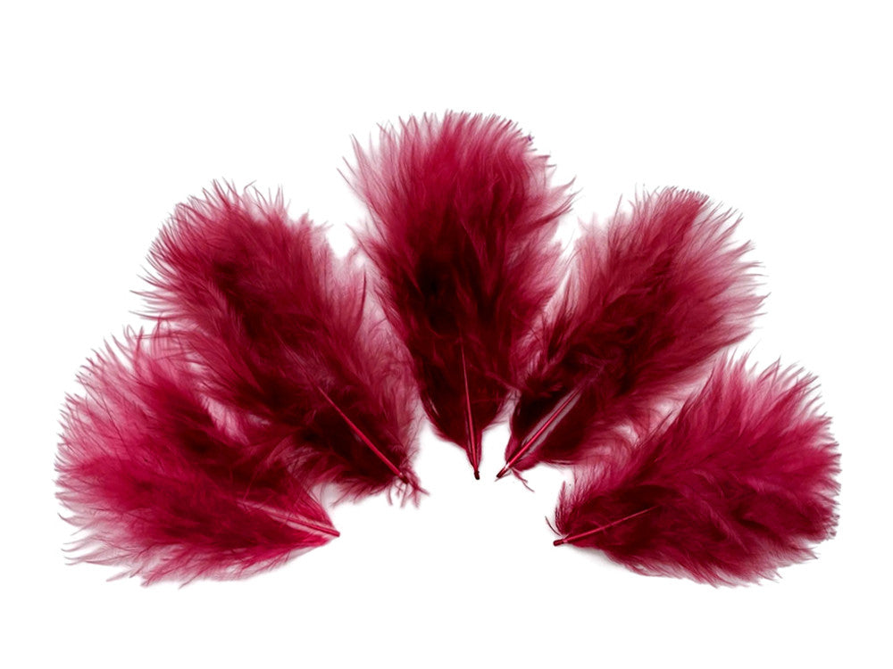 1/4 Lb - Burgundy Turkey Marabou Short Down Fluffy Loose Wholesale Feathers (Bulk)