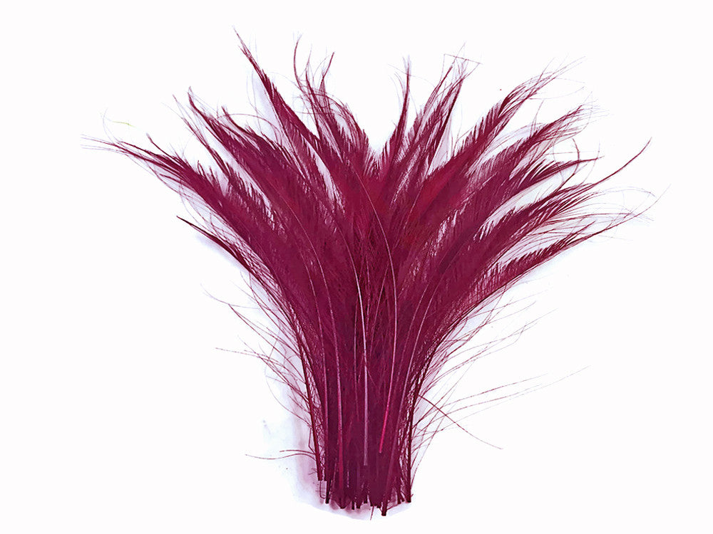 50 Pieces - Burgundy Bleached Peacock Swords Cut Wholesale Feathers (Bulk)