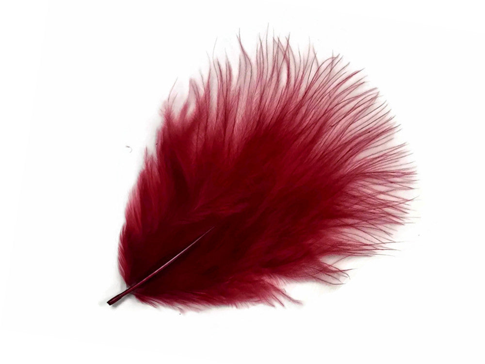 1/4 Lb - Burgundy Turkey Marabou Short Down Fluffy Loose Wholesale Feathers (Bulk)