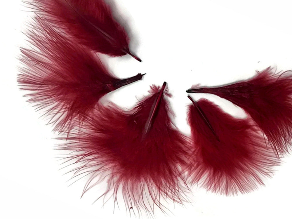 1/4 Lb - Burgundy Turkey Marabou Short Down Fluffy Loose Wholesale Feathers (Bulk)