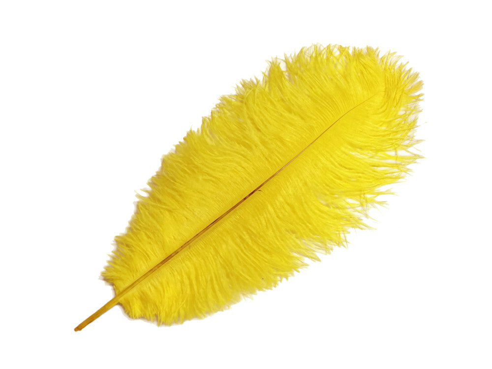 10 Pieces - 14-17" Yellow Ostrich Dyed Drab Body Feathers