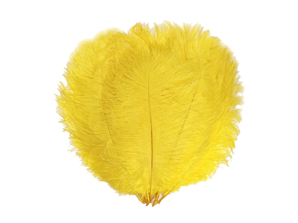 10 Pieces - 14-17" Yellow Ostrich Dyed Drab Body Feathers