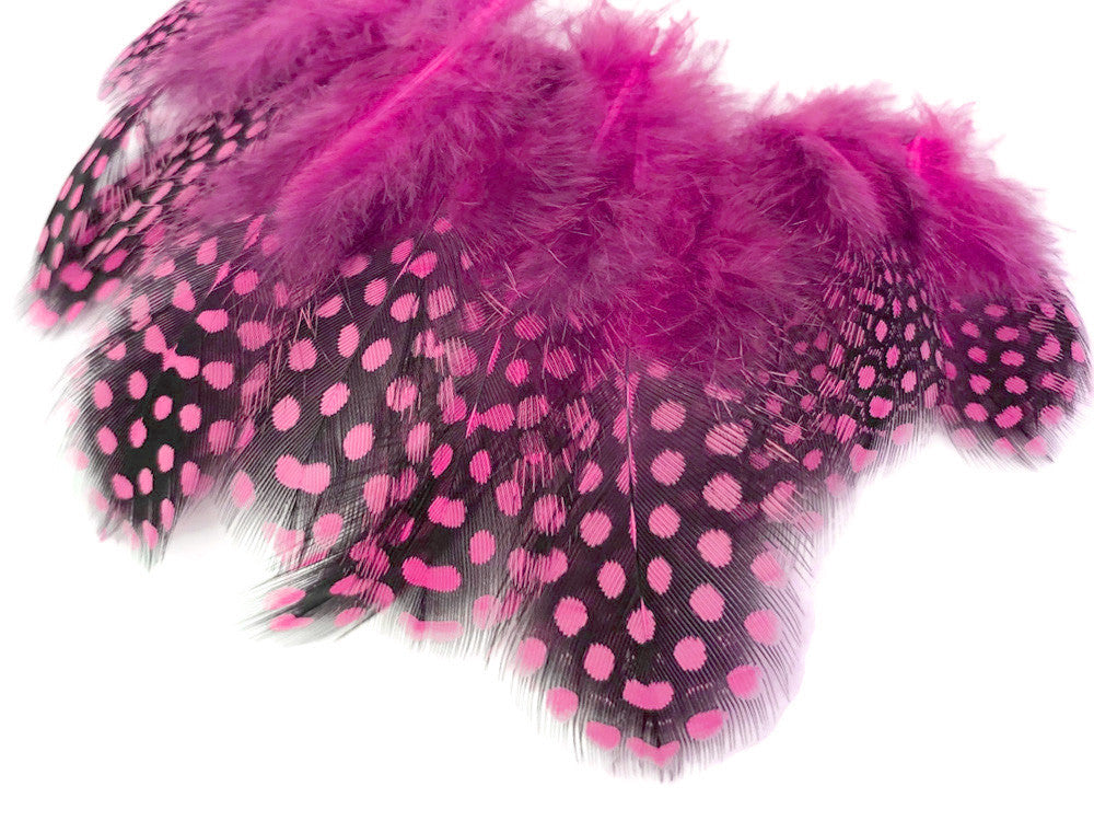 1/4 Lb - Candy Pink Guinea Hen Plumage Polka Dot Feathers Wholesale (Bulk)