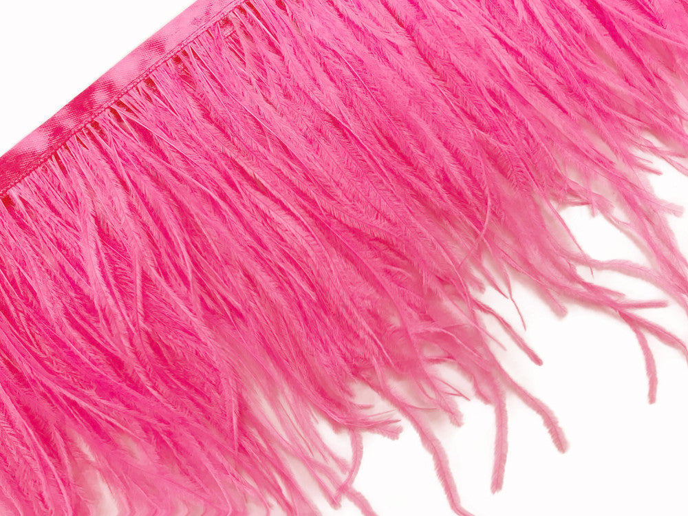 6 Inch Strip - Candy Pink Ostrich Fringe Trim Feather